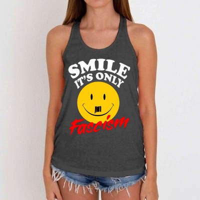 Smile Its Only Fascism Women's Knotted Racerback Tank