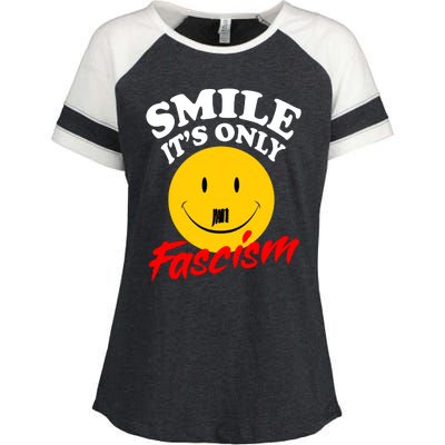 Smile Its Only Fascism Enza Ladies Jersey Colorblock Tee