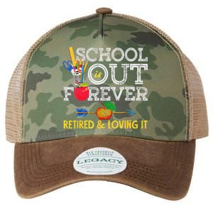 School Is Out Forever Retired And Loving It Retirement Legacy Tie Dye Trucker Hat