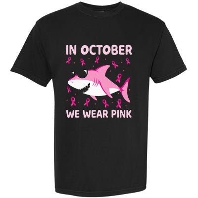 Shark In October We Wear Pink Breast Cancer Garment-Dyed Heavyweight T-Shirt