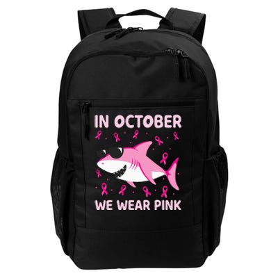 Shark In October We Wear Pink Breast Cancer Daily Commute Backpack