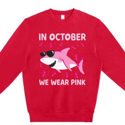 Shark In October We Wear Pink Breast Cancer Premium Crewneck Sweatshirt