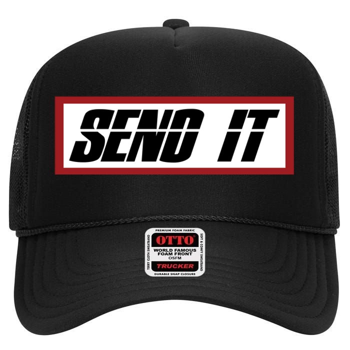 Send It Offroad Dirt Bike Logo High Crown Mesh Back Trucker Hat