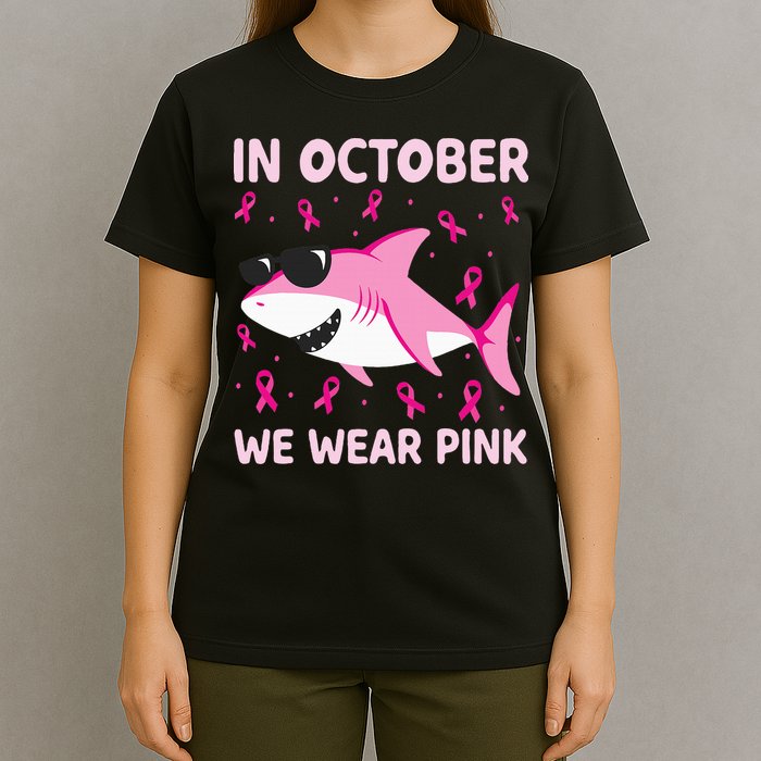 Shark In October We Wear P.I.N.K Breast Cancer T-Shirt
