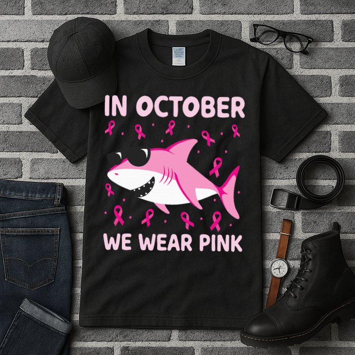Shark In October We Wear P.I.N.K Breast Cancer Tall T-Shirt