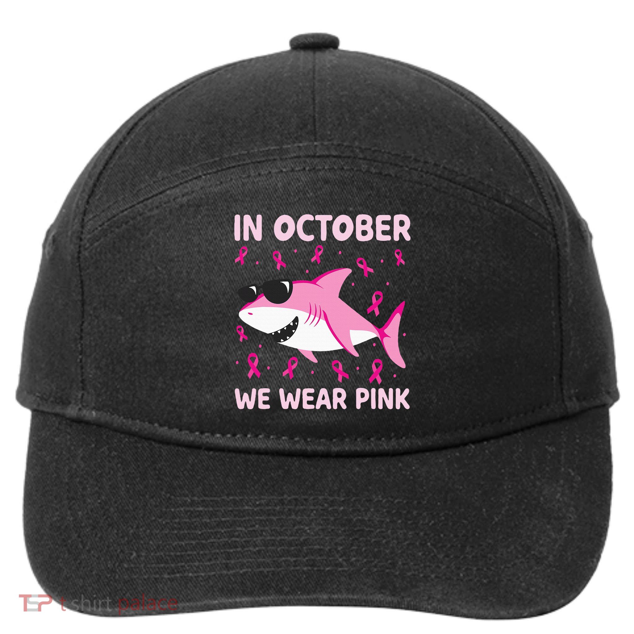 Shark In October We Wear P.I.N.K Breast Cancer 7-Panel Snapback Hat