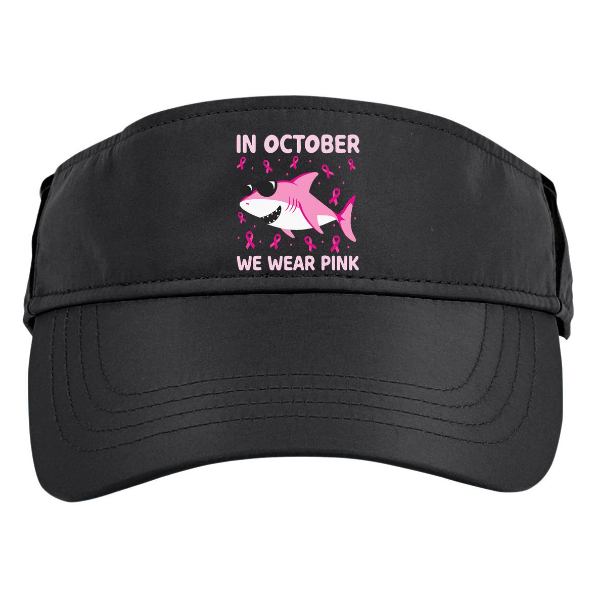 Shark In October We Wear P.I.N.K Breast Cancer Adult Drive Performance Visor
