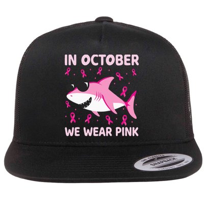 Shark In October We Wear P.I.N.K Breast Cancer Flatbill Hat