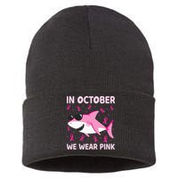 Shark In October We Wear P.I.N.K Breast Cancer Sustainable Knit Beanie