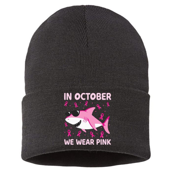 Shark In October We Wear P.I.N.K Breast Cancer Sustainable Knit Beanie