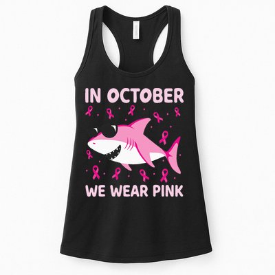 Shark In October We Wear P.I.N.K Breast Cancer Womens Tank Top