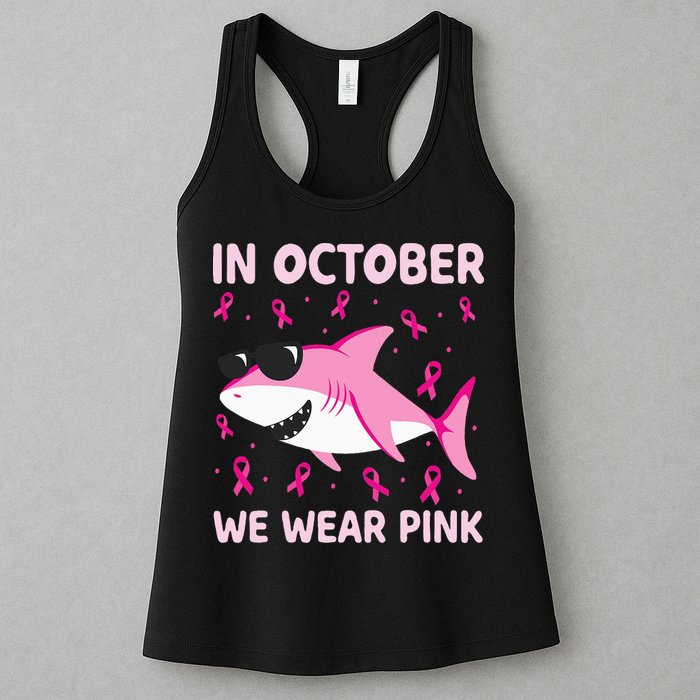 Shark In October We Wear P.I.N.K Breast Cancer Womens Tank Top