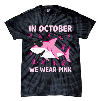 Shark In October We Wear P.I.N.K Breast Cancer Tie-Dye T-Shirt
