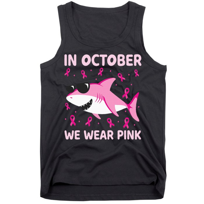 Shark In October We Wear P.I.N.K Breast Cancer Tank Top