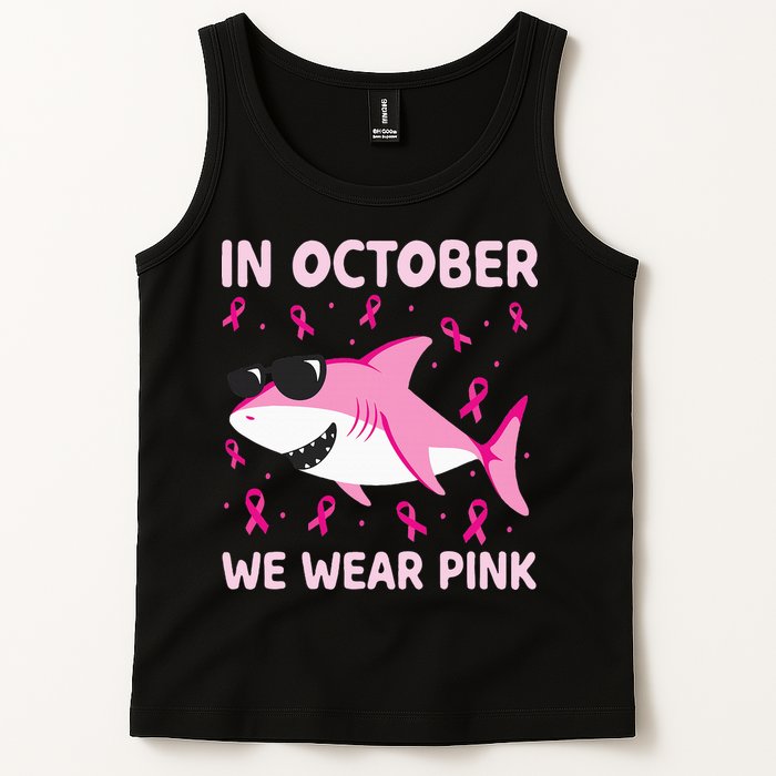 Shark In October We Wear P.I.N.K Breast Cancer Tank Top