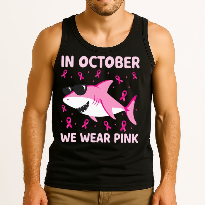 Shark In October We Wear P.I.N.K Breast Cancer Tank Top