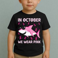 Shark In October We Wear P.I.N.K Breast Cancer Toddler T-Shirt