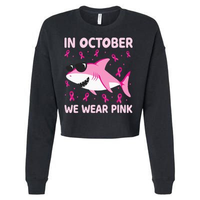 Shark In October We Wear P.I.N.K Breast Cancer Cropped Pullover Crew
