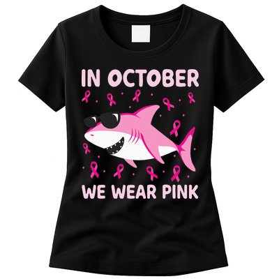 Shark In October We Wear P.I.N.K Breast Cancer Womens T-Shirt