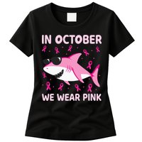 Shark In October We Wear P.I.N.K Breast Cancer Womens T-Shirt