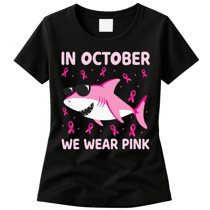 Shark In October We Wear P.I.N.K Breast Cancer Womens T-Shirt