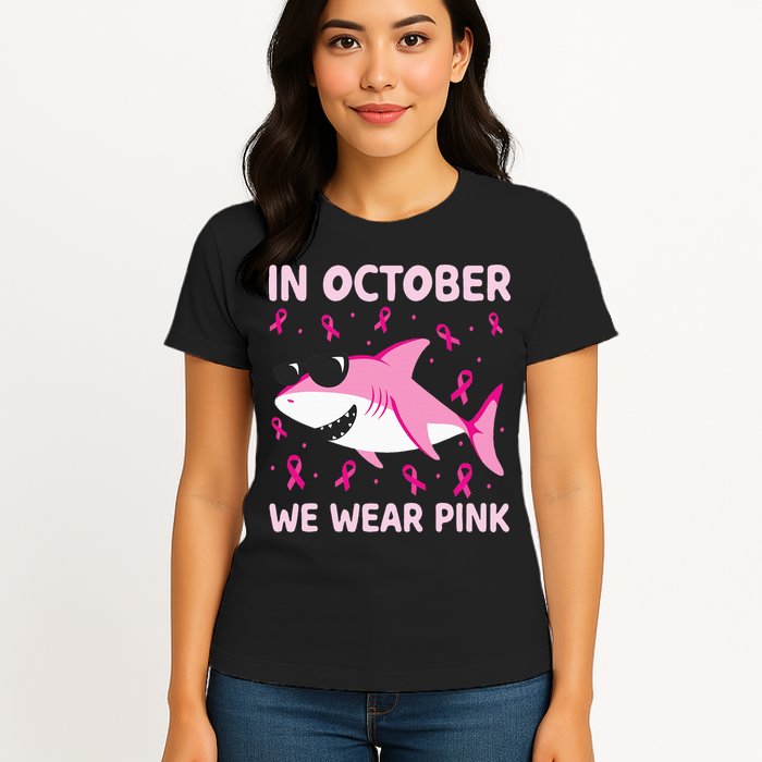 Shark In October We Wear P.I.N.K Breast Cancer Womens T-Shirt