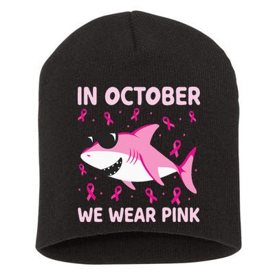 Shark In October We Wear P.I.N.K Breast Cancer Short Acrylic Beanie