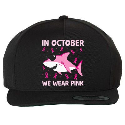 Shark In October We Wear P.I.N.K Breast Cancer Wool Snapback Cap