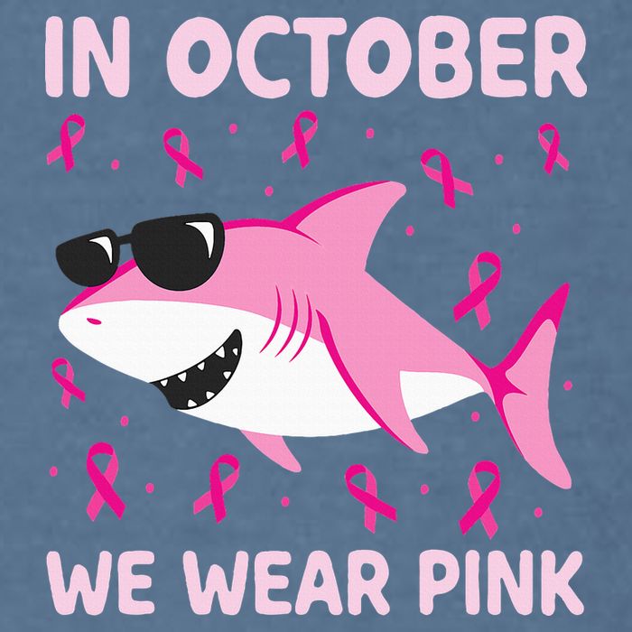Shark In October We Wear P.I.N.K Breast Cancer Garment-Dyed Sweatshirt