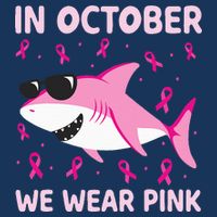 Shark In October We Wear P.I.N.K Breast Cancer Infant Baby Jersey Bodysuit