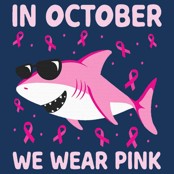Shark In October We Wear P.I.N.K Breast Cancer Infant Baby Jersey Bodysuit