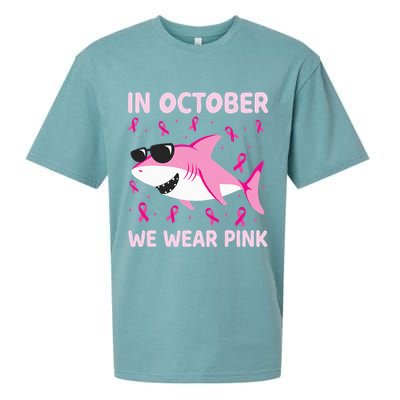 Shark In October We Wear P.I.N.K Breast Cancer Sueded Cloud Jersey T-Shirt