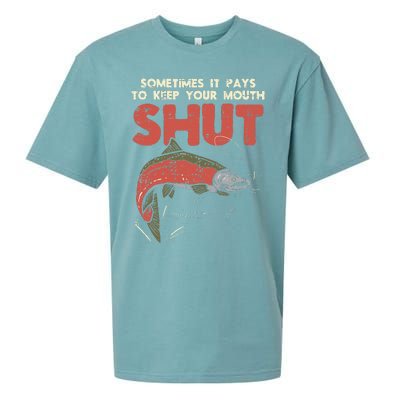 Sometimes It Pays Keep Mouth Shut Funny Fish Fishing Angler Sueded Cloud Jersey T-Shirt