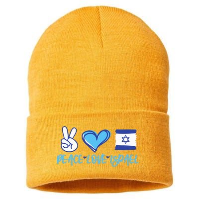 Support Israel Peace Love Israel I Stand With Israel Vintage Sustainable Knit Beanie