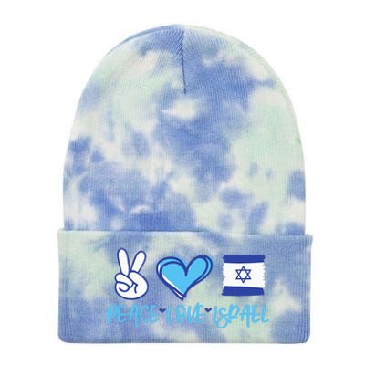 Support Israel Peace Love Israel I Stand With Israel Vintage Tie Dye 12in Knit Beanie