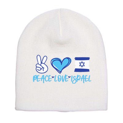 Support Israel Peace Love Israel I Stand With Israel Vintage Short Acrylic Beanie