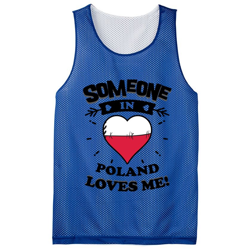 Someone In Poland Loves Me Polish Flag Heart Gift Mesh Reversible Basketball Jersey Tank