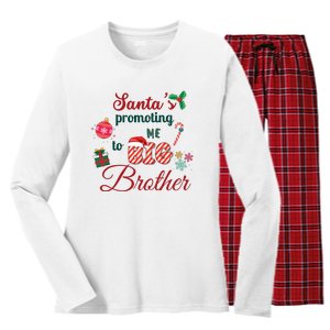 Santa Is Promoting Me To Big Brother Christmas Big Brother Announcement Big Br Women's Long Sleeve Flannel Pajama Set 