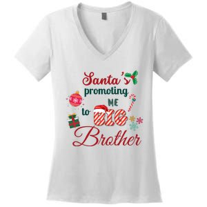 Santa Is Promoting Me To Big Brother Christmas Big Brother Announcement Big Br Women's V-Neck T-Shirt