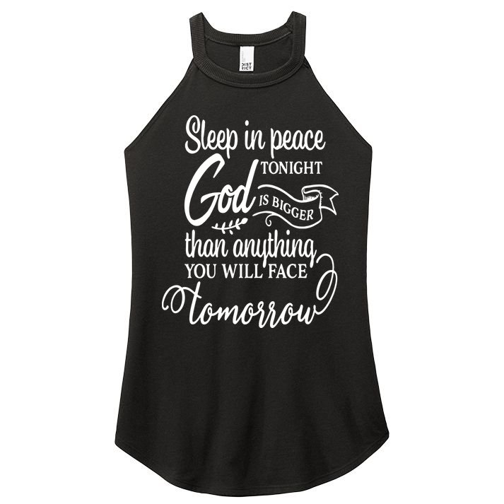 Sleep In Peace Tonight God Christian Women's Perfect Tri Rocker Tank