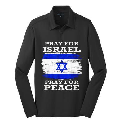 Support Israel Pray for Israel Peace  Silk Touch Performance Long Sleeve Polo