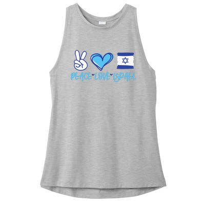 Support Israel Peace Love Israel I Stand With Israel Vintage Ladies PosiCharge Tri-Blend Wicking Tank