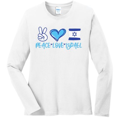 Support Israel Peace Love Israel I Stand With Israel Vintage Ladies Long Sleeve Shirt