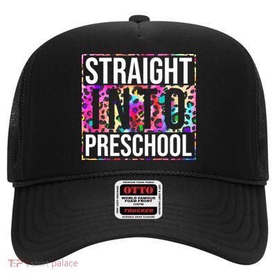 Straight Into Preschool Funny Cute Pre School High Crown Mesh Back Trucker Hat