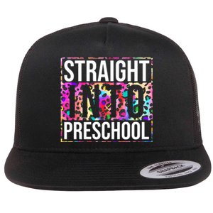 Straight Into Preschool Funny Cute Pre School Flat Bill Trucker Hat