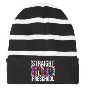 Straight Into Preschool Funny Cute Pre School Striped Beanie with Solid Band