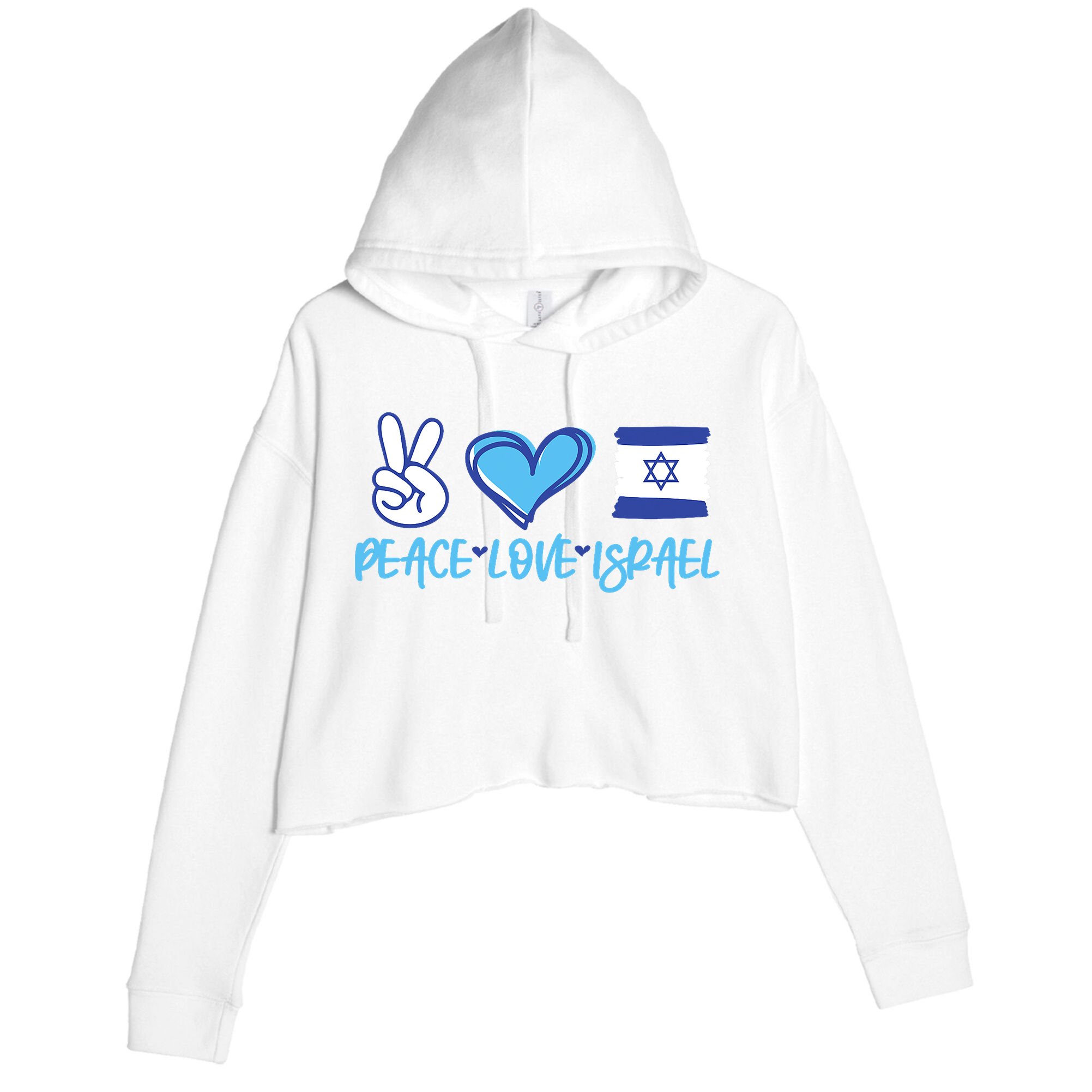 Support Israel Peace Love Israel I Stand With Israel Vintage Crop Fleece Hoodie