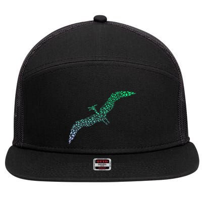 Silhouette Icon Pterodactyl Dinosaur Pterodactyl 7 Panel Mesh Trucker Snapback Hat