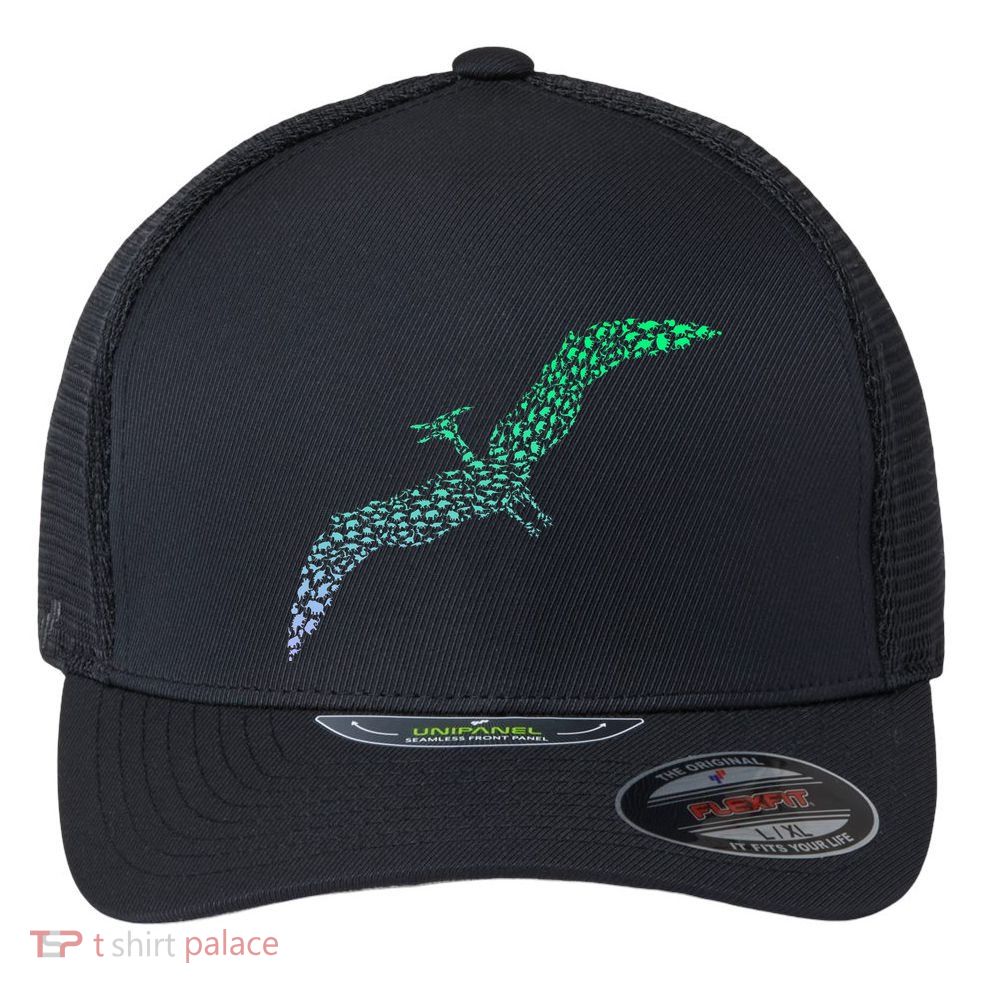 Silhouette Icon Pterodactyl Dinosaur Pterodactyl Flexfit Unipanel Trucker Cap