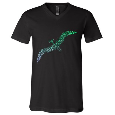 Silhouette Icon Pterodactyl Dinosaur Pterodactyl V-Neck T-Shirt